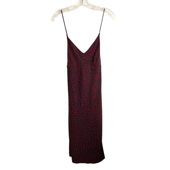 Banana Republic Slip Midi Dress Size‎ Medium Petite Leopard Brown Pink Tie Back - Picture 1 of 6
